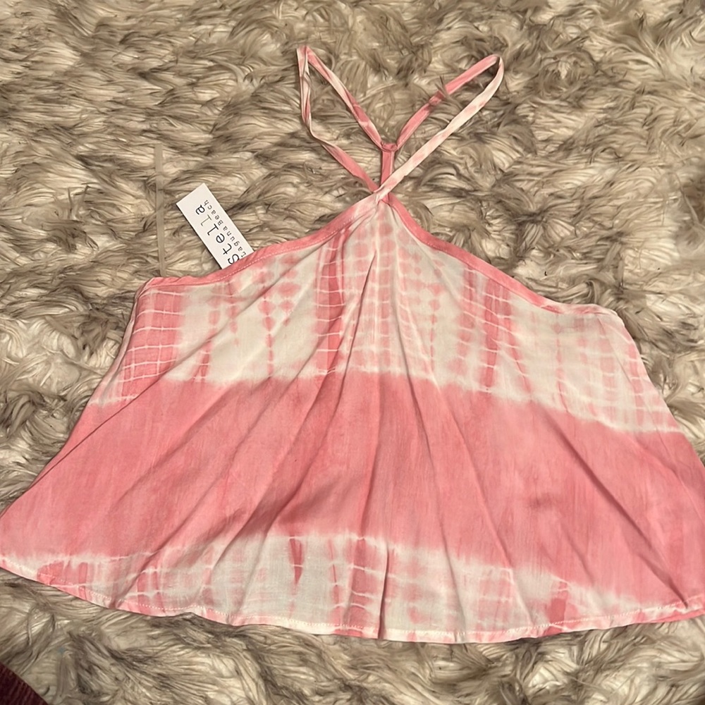 Tie die high neck tank top